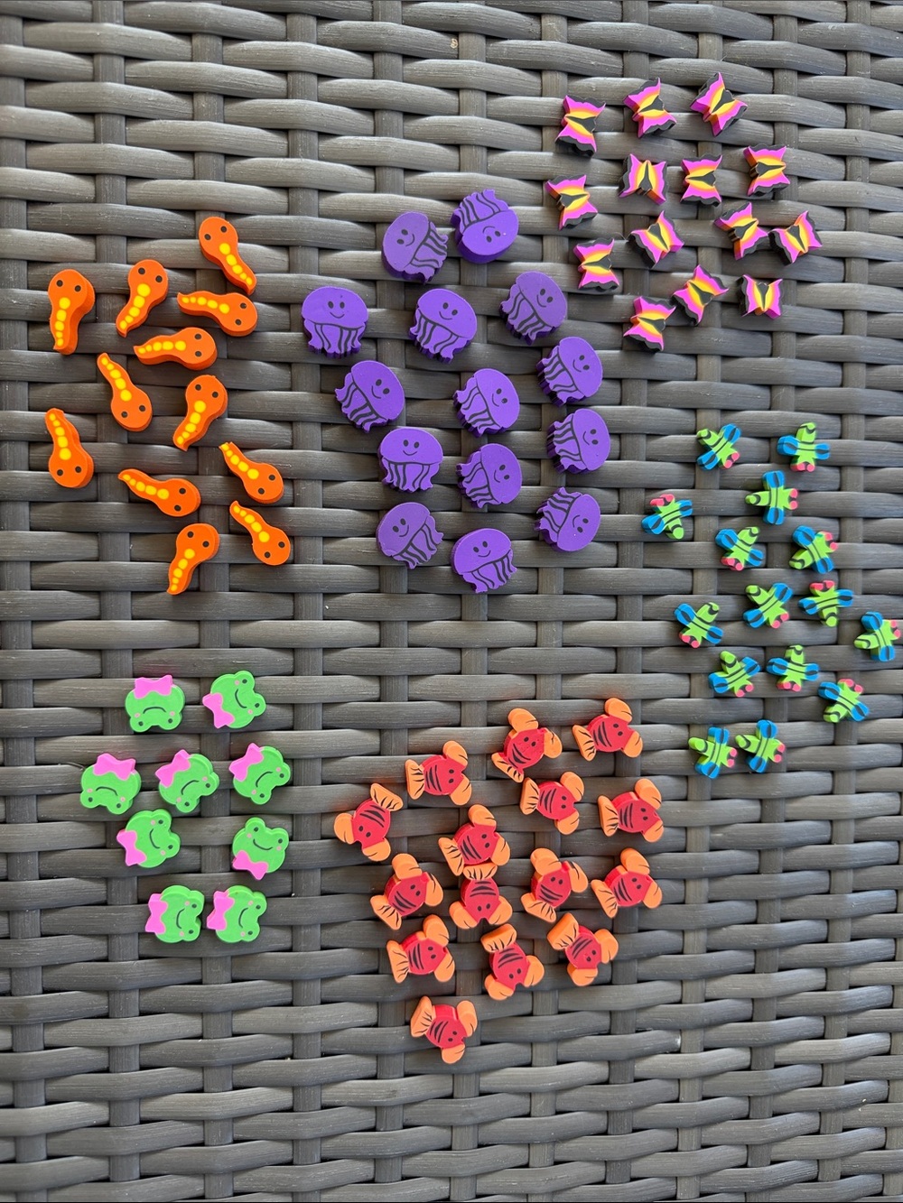 Colorful Assorted Sea Creature/insect mini eraser counting collection